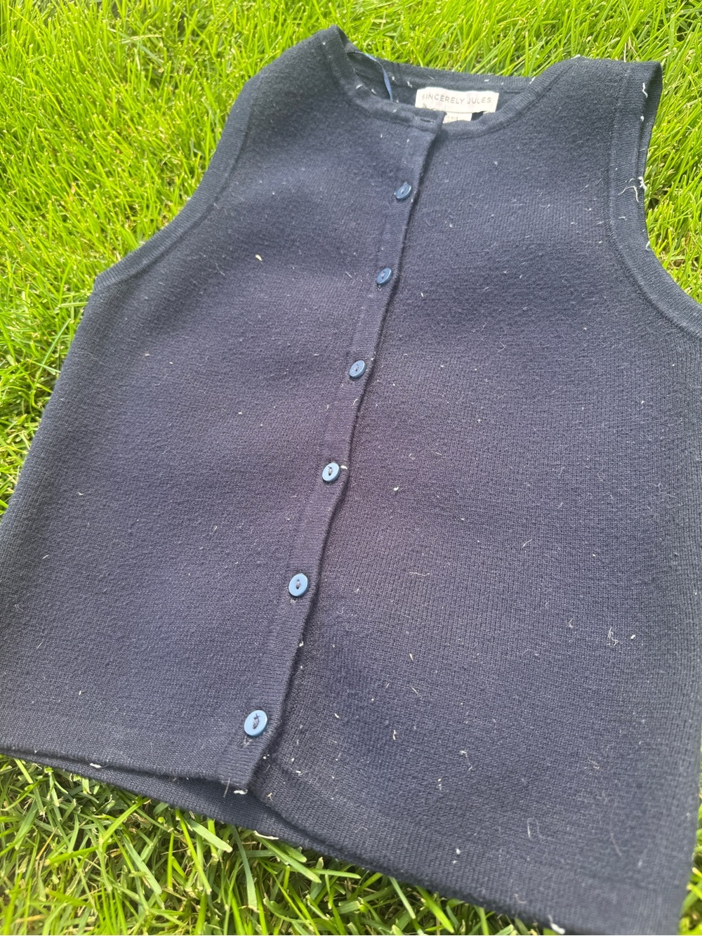 Sincerly Jules Navy Button-Front Knit Vest